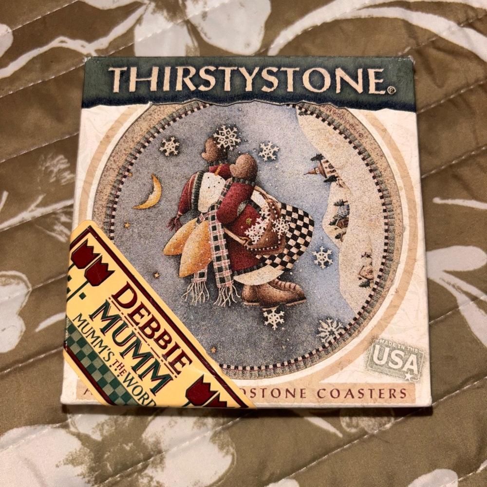 ThirstyStone Coaster Debbie Mumm, Christmas, Natural Solid Sandstone Coasters